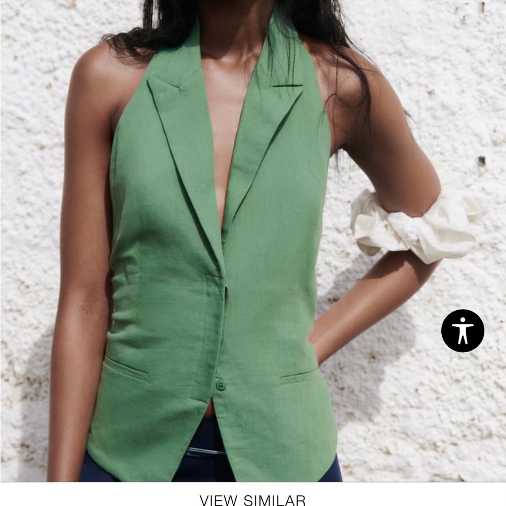 Zara Linen Blend Halter Top size large